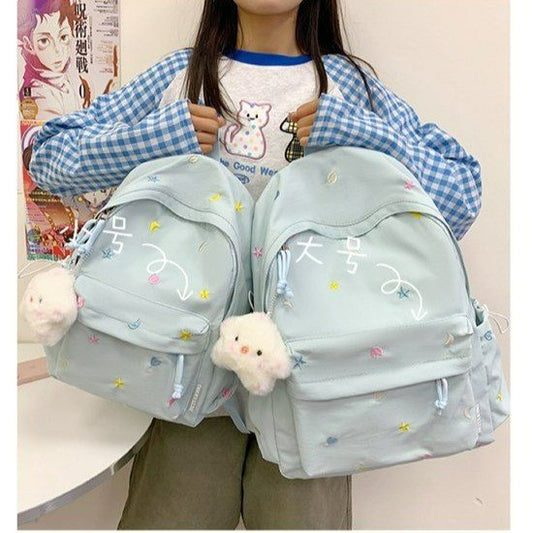 Korean Style Cute Embroidered University Junior High College Student Schoolbag