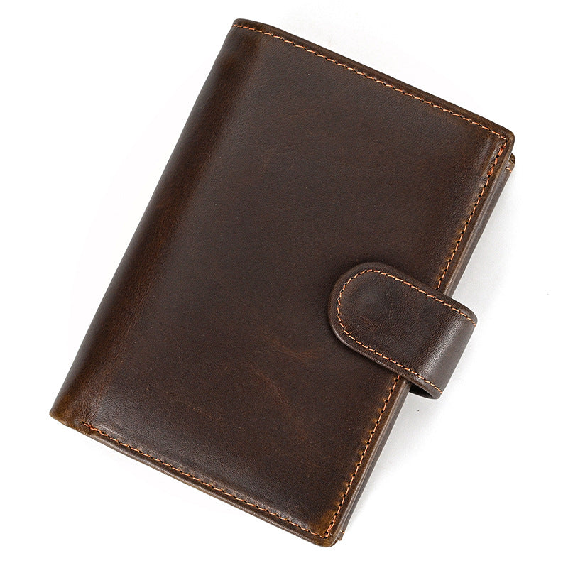 Women's & Men's With Pocket Oily Brown Multiple Slots Men's Wallet