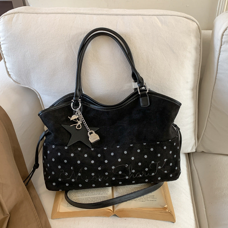 Women's Style Retro Contrast Color Winter Large Capacity Relaxed Feeling Good-looking Women's Shoulder Bag