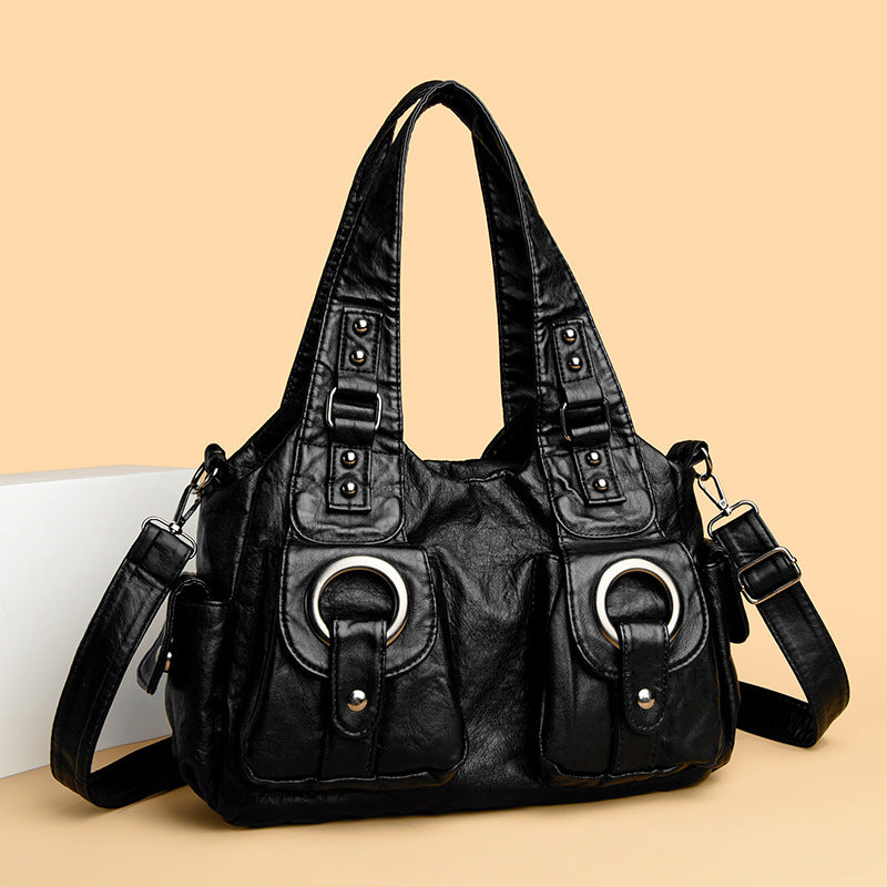 Women's Oil Wax Leather Motorcycle Retro Versatile Women's Shoulder Bag