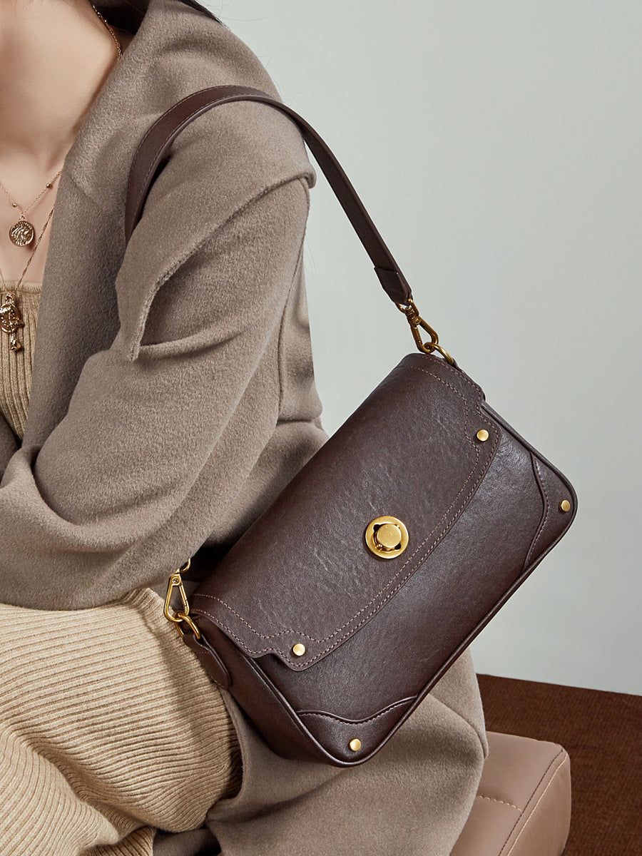 Women's Leather Vegetable Tanned Cattle Female Winter Large Capacity Simple Women's Messenger Bag