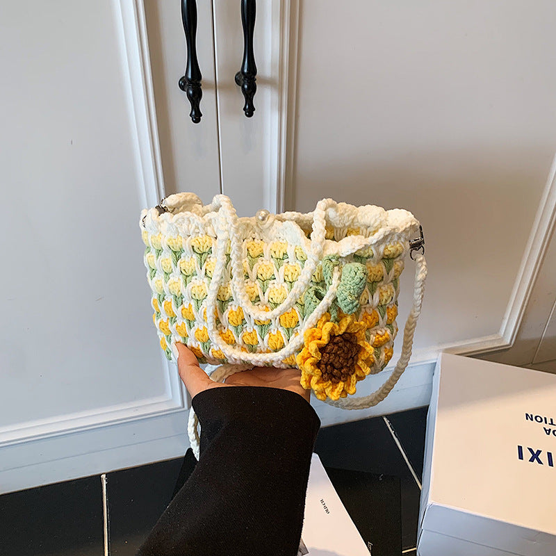 Fresh Tulip Mobile Wool Crocheted Gentle Sunflower Phone Bags