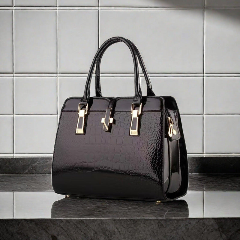 Women's Pattern Bright Leather Large Capacity For Handbags