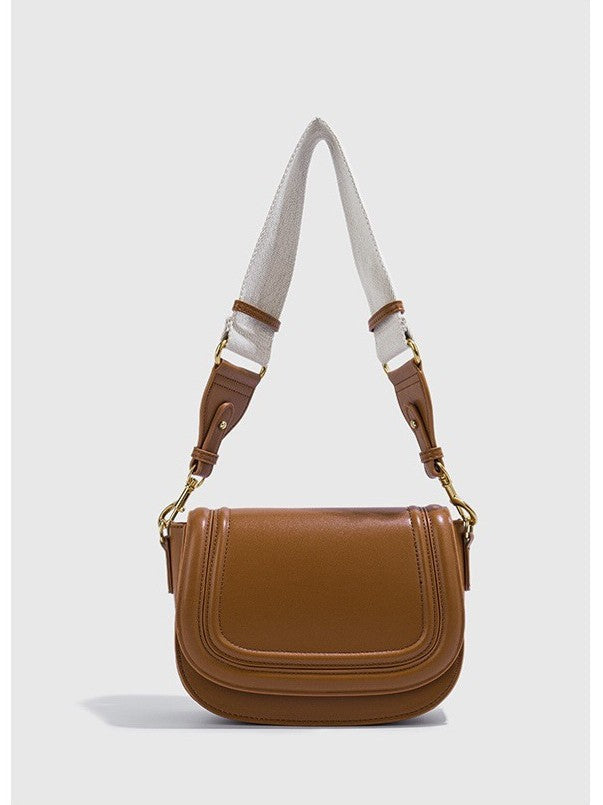 Women's Saddle Fashion Broadband Contrast Color Canvas Bags