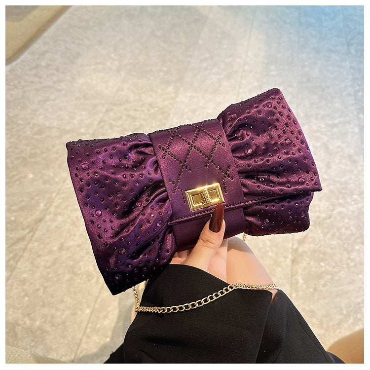 Bow Full Diamond Light Luxury Banquet Clutch Dinner Bag