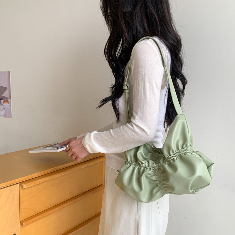 Women's Summer Niche Design Pleated Cloud Fashionable Large Women's Shoulder Bag