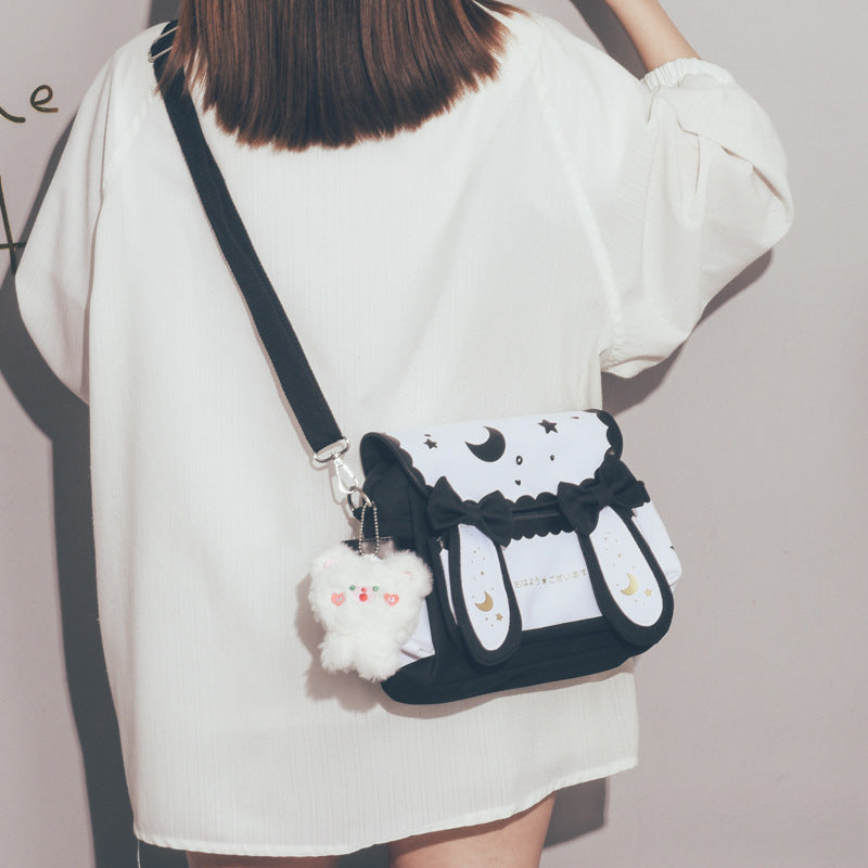 Cute Canvas Female Uniform Versatile Bow Shoulder Bags