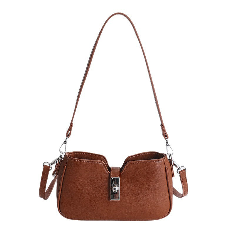 Women's Fashion Retro Underarm Solid Color Saddle Tote Bags