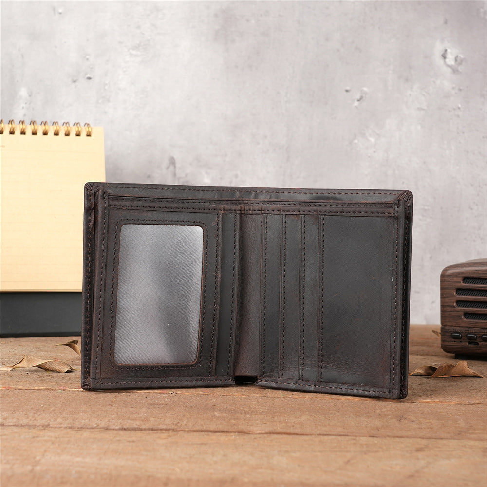 Men's Leather Crazy Horse Cowhide Vintage Dark Purses
