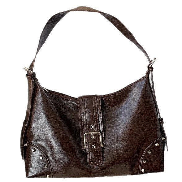 Cool Hot Rivet Underarm Large Capacity Commuter Fashion Minority Women's Shoulder Bag