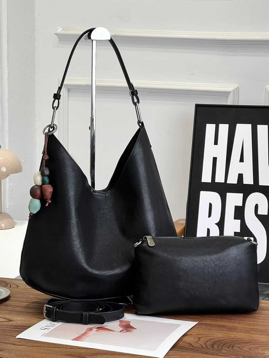 Women's Simple Fashion Large Capacity Versatile Flocking Soft Tote Bag