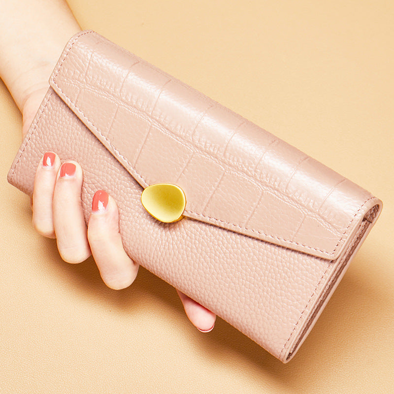 Women's Clutch First Layer Cowhide Crocodile Pattern Ladies Wallet