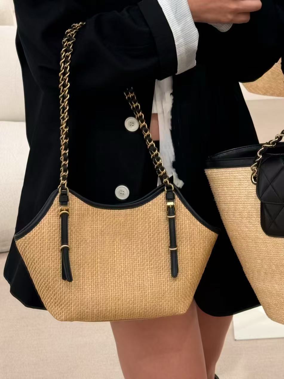 Food Basket Large Size Color Contrast Patchwork Shoulder Bags