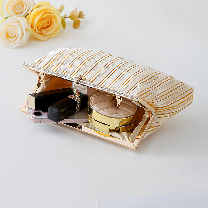 Fashion Pleated Clutch Elegant Pearl Dress Bags