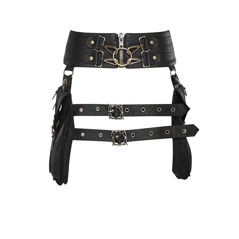 Women's Female Leather Mobile Retro Decorations Women's Chest Bag, Fanny Pack