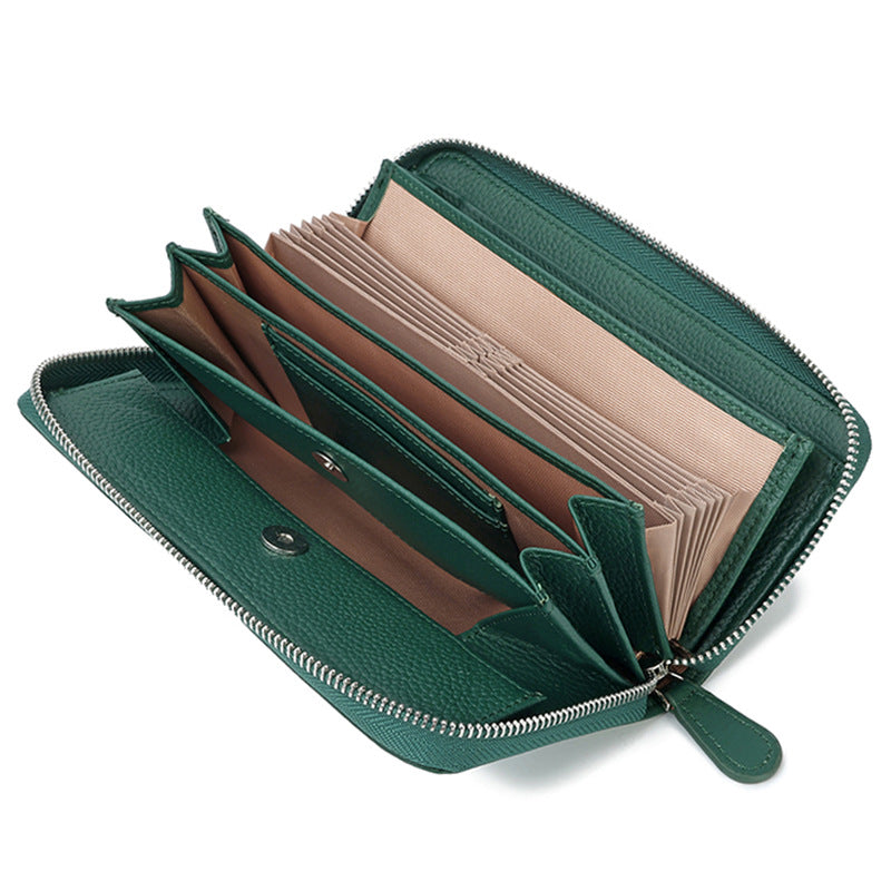 Women's Long Leather Organ Clutch Large Capacity Ladies Wallet