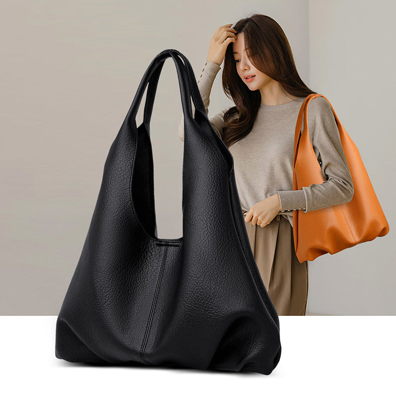 Women's Lychee Pattern Simple Trendy Large Capacity Soft Leather Women's Shoulder Bag