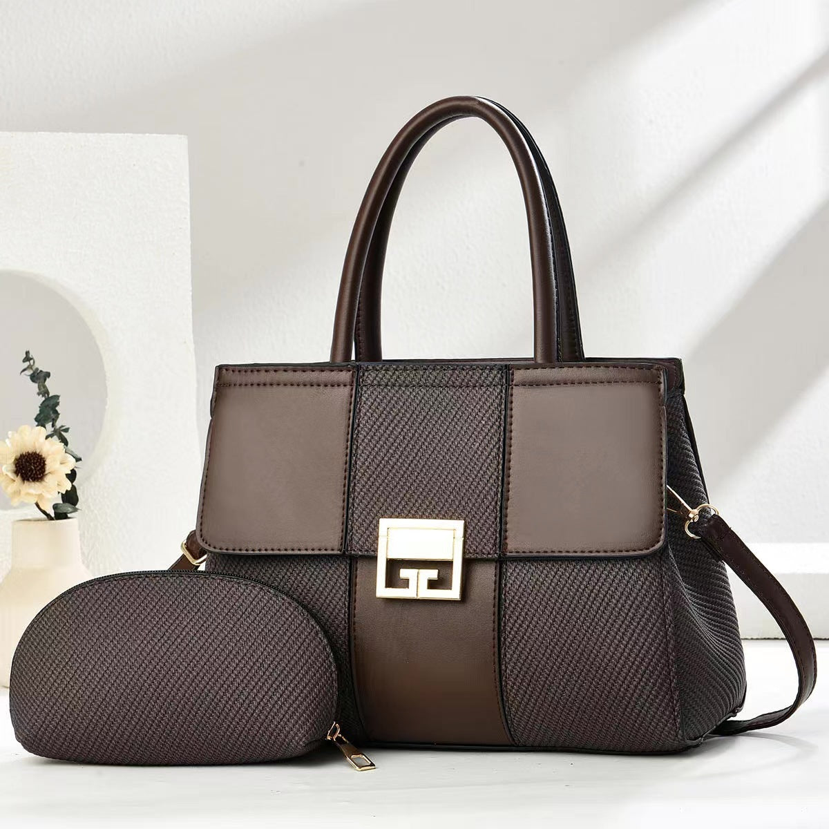 Women's Stitching Large Capacity Versatile Commuter Two-piece Handbags