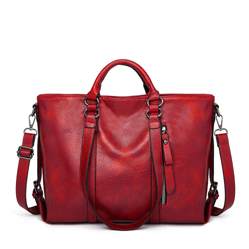 Women's Large Capacity Retro Oil Wax Skin Women's Shoulder Bag