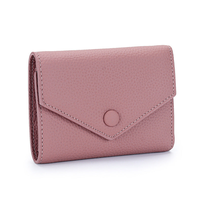 Women's Leather Short Simple Folding First Layer Cowhide Fashion Ladies Wallet