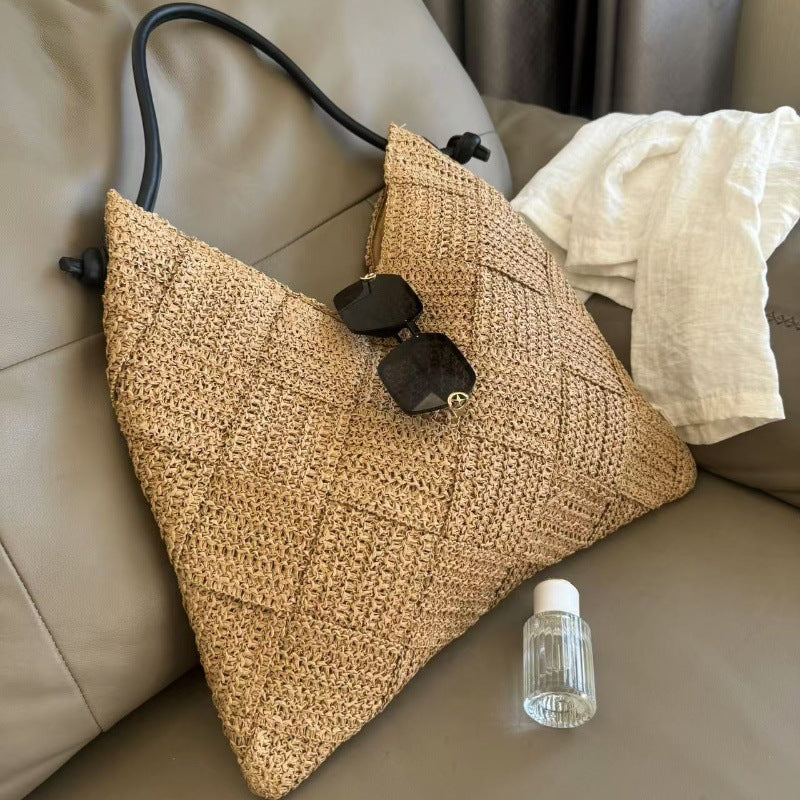 Women's Hollow Cotton Thread Woven Idle Style Portable Seaside Vacation Women's Messenger Bag