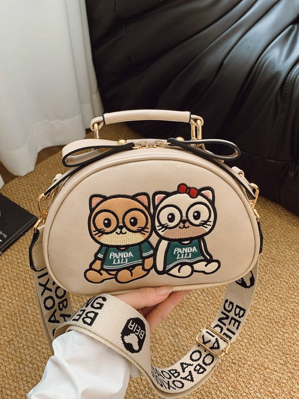 Women's Retro Cute Cartoon Couple Bear For Small Square Bag