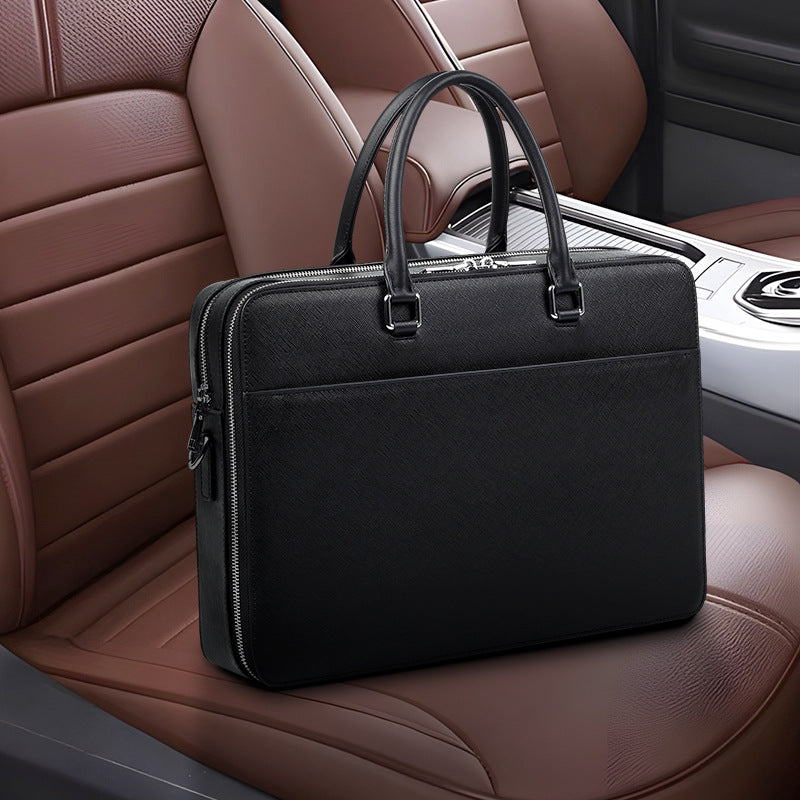 Men's Large Capacity Business Cow Leather Computer Men's Tote