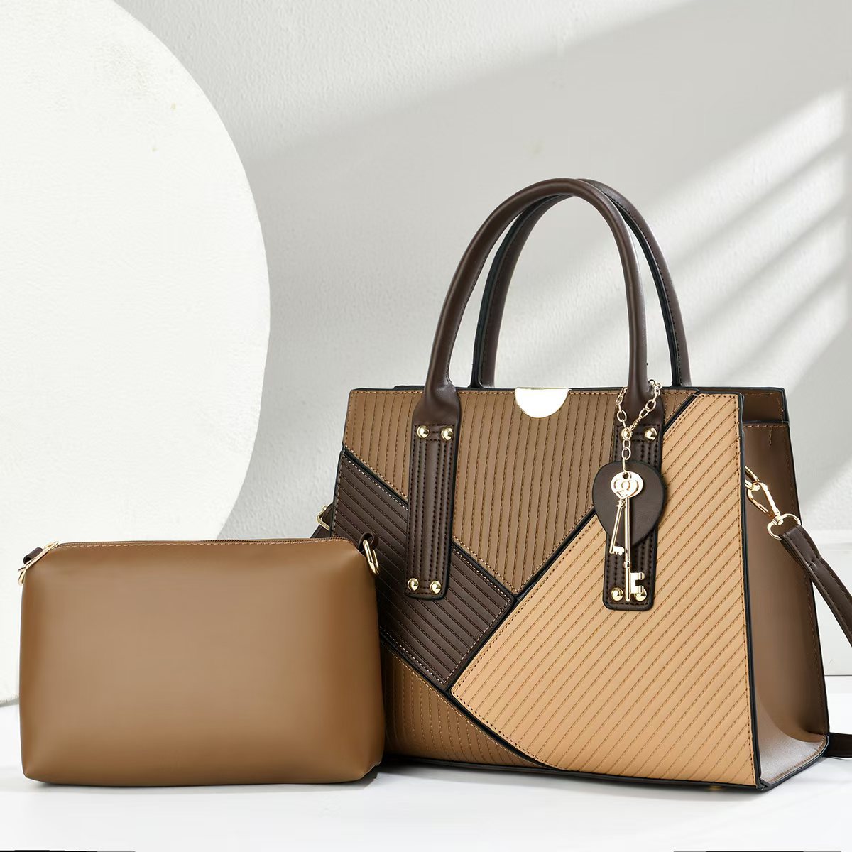 Color Matching Portable Large Capacity Combination Two-piece Set Women's Shoulder Bag