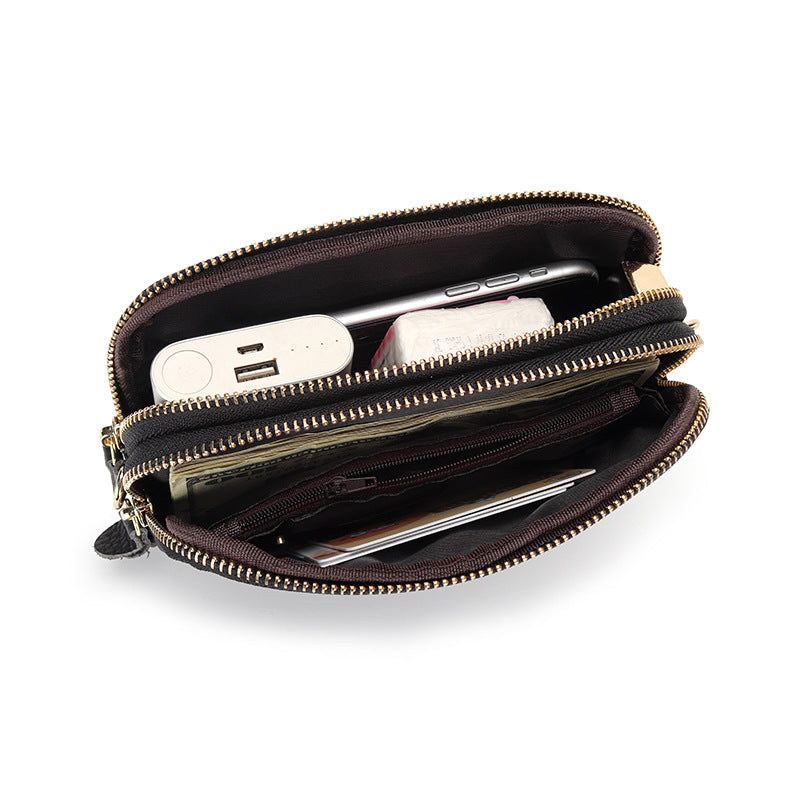 Women's Genuine Leather Chain First Layer Cowhide Large Women's Clutch