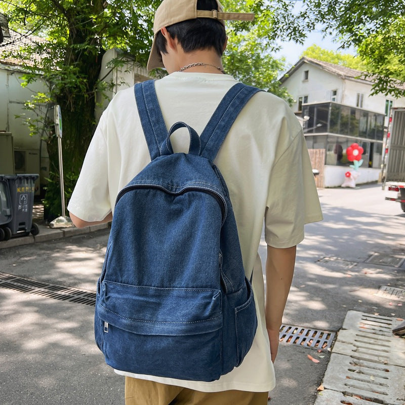 Men's Denim Simple Retro Class Han Camp Backpacks