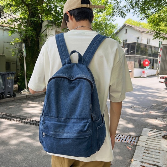 Men's Denim Simple Retro Class Han Camp Backpacks