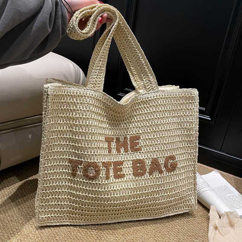 Women's Summer Large Capacity Woven Fashion Letter Bags