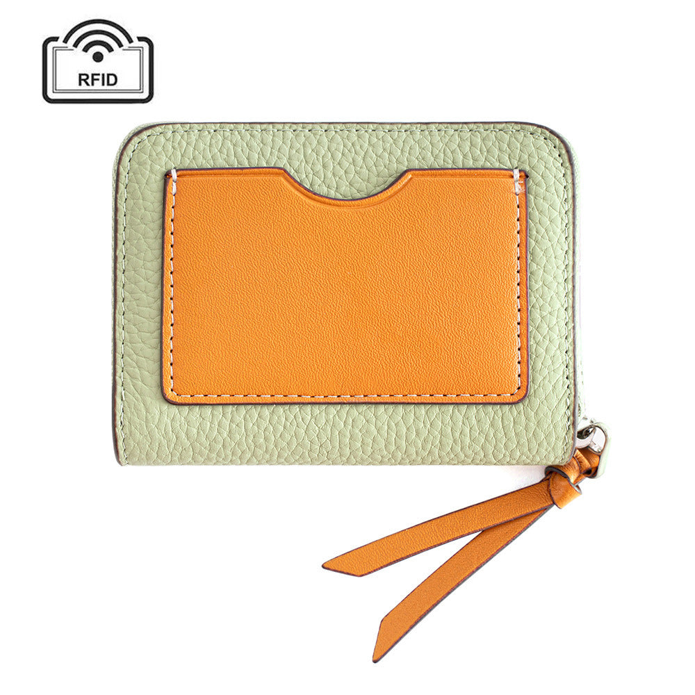 Women's Leather Made Korean Fashion Color Contrast First Layer Card Holder