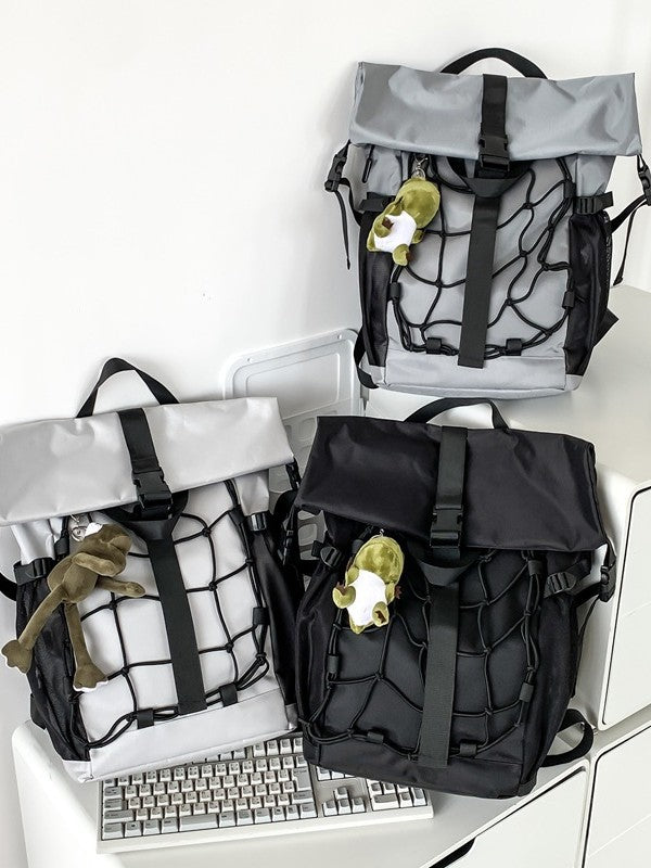 Men's Locomotive Style High Sense Tooling Trendy Riding Leisure Backpack