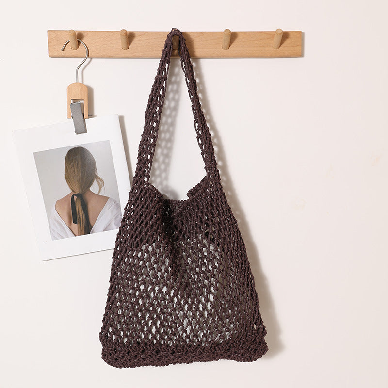 One Woven Leisure Hollow Large Capacity Straw Seaside Vacation Women's Shoulder Bag