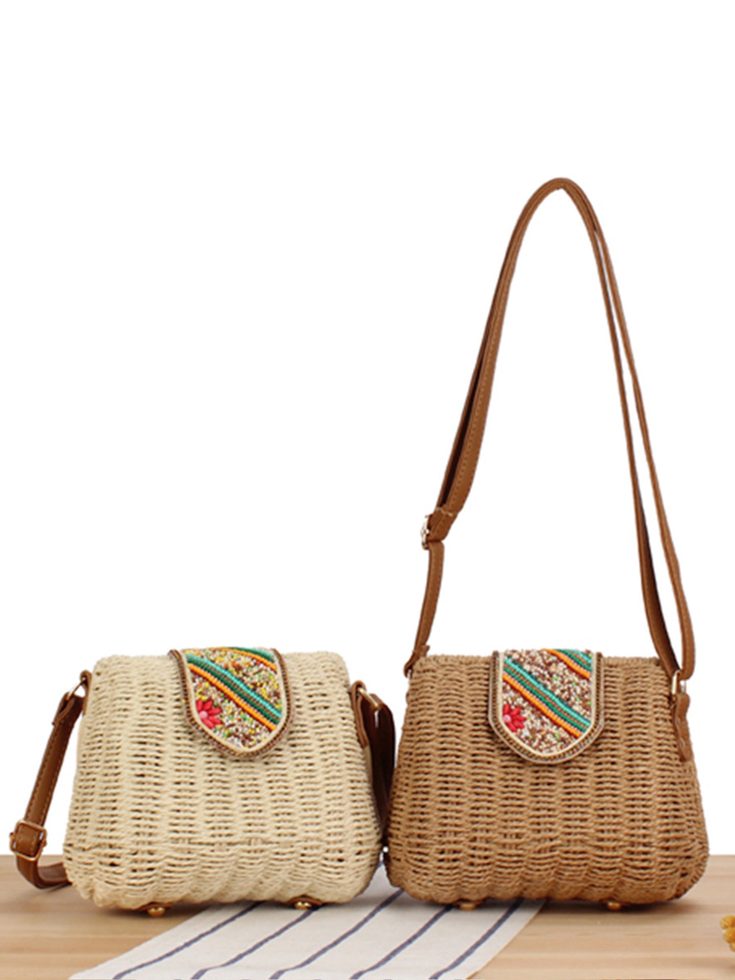 Women's Colorful Cover Fashion Woven Advanced Texture Simple Women's Messenger Bag