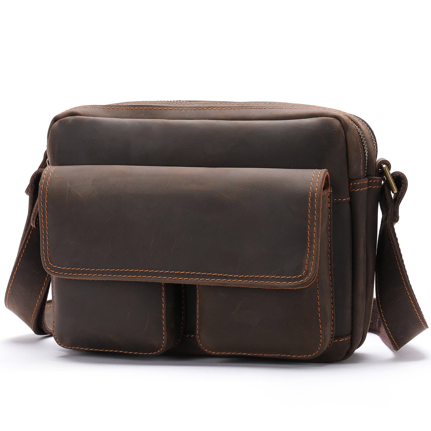 Men's Leather Fashion Crazy Horse First Layer Cowhide Men's Shoulder Bag