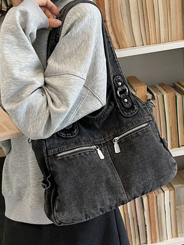 Women's Denim Stylish Large Capacity Commuter Portable Tote Bag
