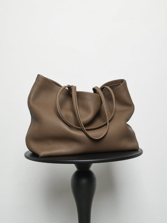 Women's Layer Cowhide Line Genuine Leather Large Capacity Tote Bags