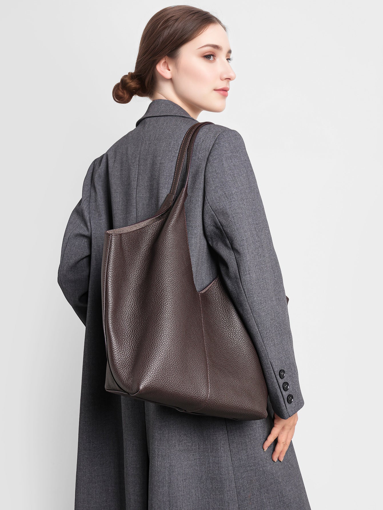 Women's Leather Large Capacity Vegetable Basket Korean Style Commuter Women's Messenger Bag