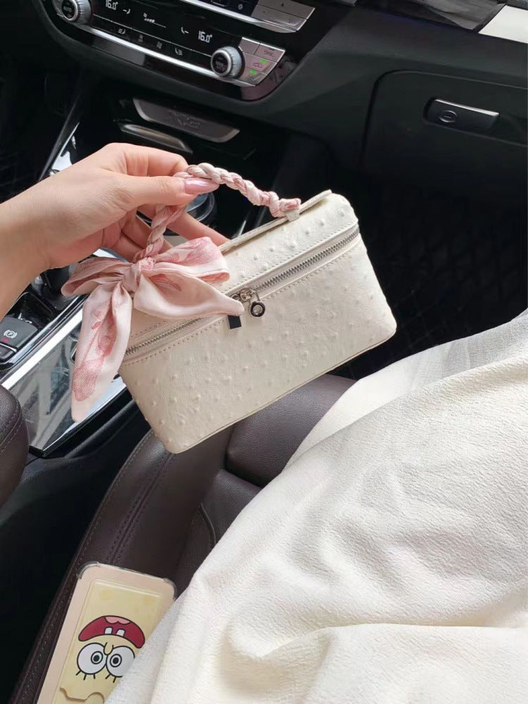 Women's Elegant Ostrich Grain Lunch Box Textured Women's Messenger Bag