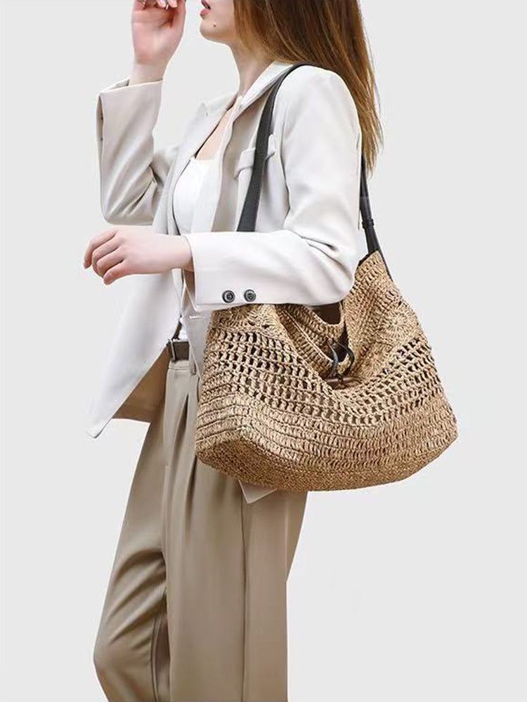 Women's Straw Woven Seaside Vacation Style Beach High Bags