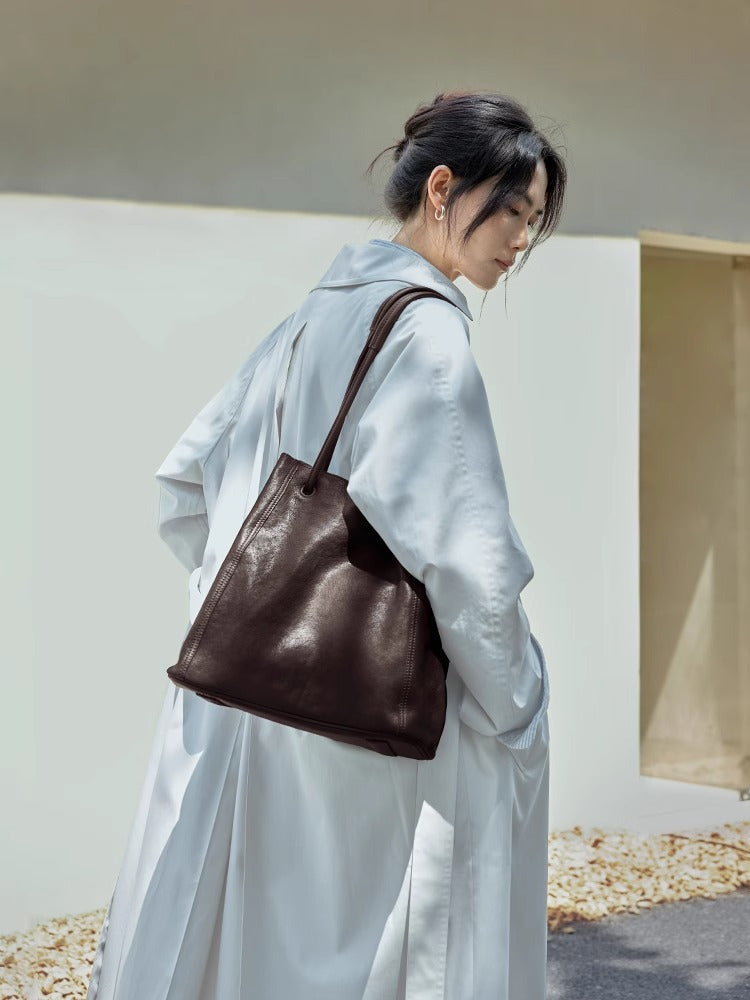 Commuter Large Capacity Genuine Leather Vegetable Women's Shoulder Bag