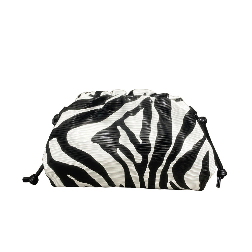 Women's Clutch Lady's Zebra Pattern Clip Cloud Shoulder Bags