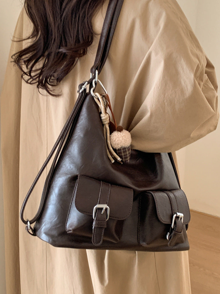 Women's Large Capacity Retro Minority Commuter Texture Backpacks