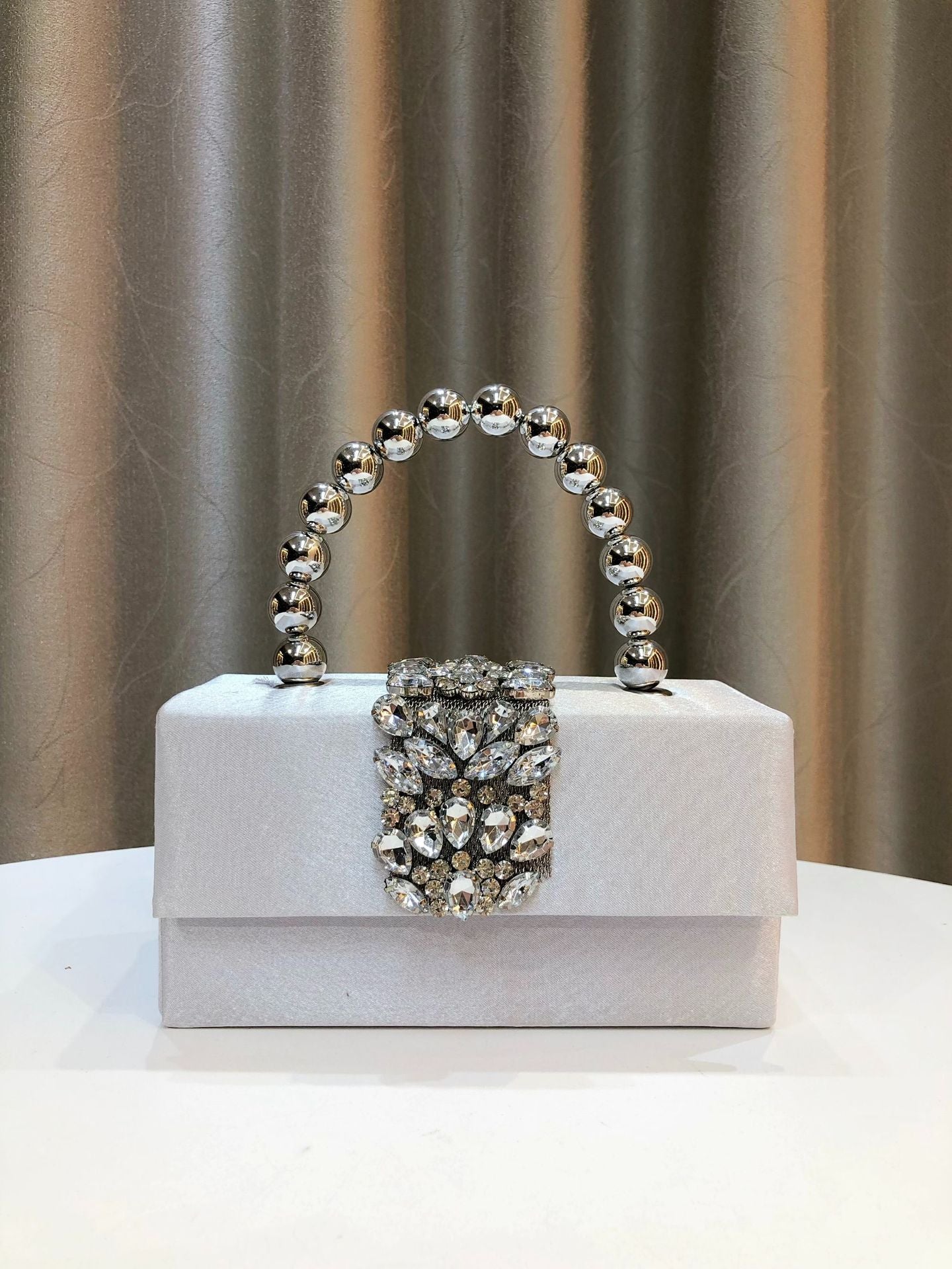 Shiny Rhinestone Banquet Silk Satin Pearl Dinner Bag