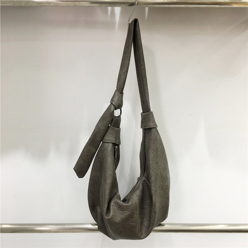 Style Large Capacity Retro Soft Leather Pleated Women's Handbag