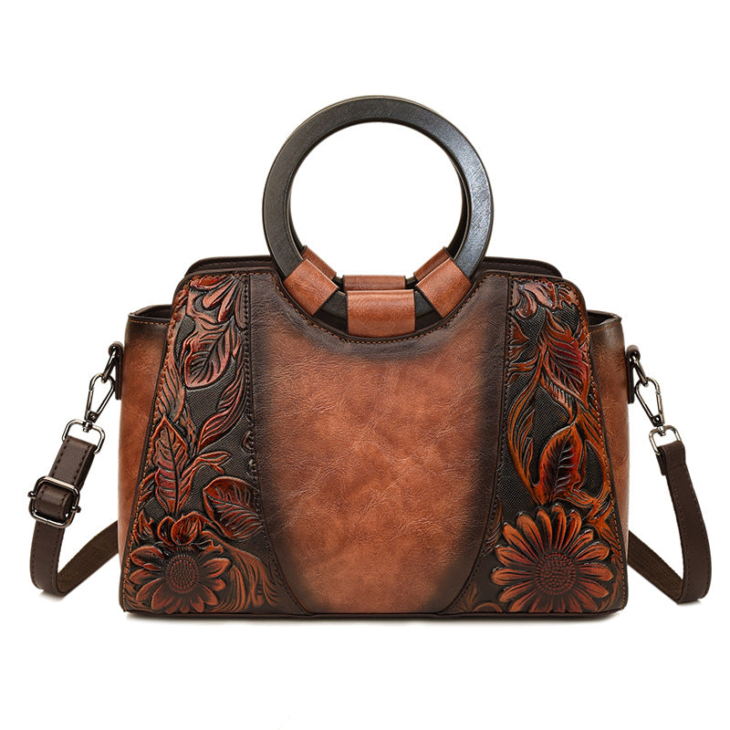 Women's Texture Printed Large Capacity Ethnic Style Bags