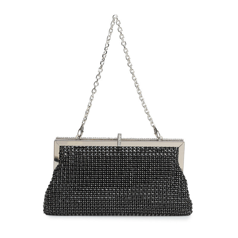 Women's Full Diamond Hand-held Handmade Rhinestone Clip Dinner Bag