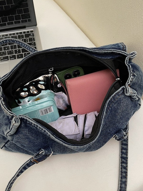 Autumn Retro Art Denim Female Large Capacity Totes Class Backpacks